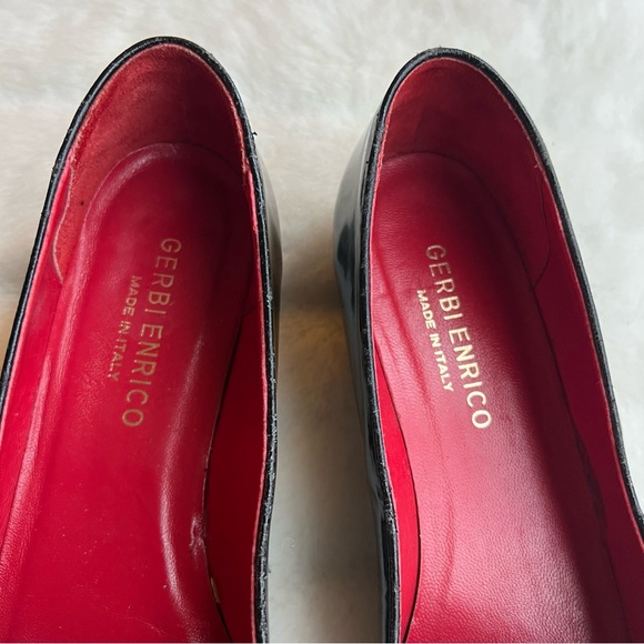 Enrico Gerbi Italian patent leather pointed toe flats Sz 9 BLACK w/bow - Picture 13 of 14